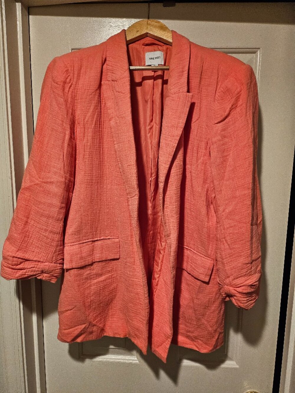 Nine West Coral Pink Open-Front Blazer Jacket
